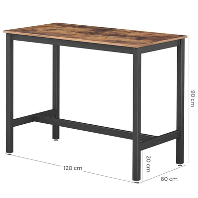 VASAGLE Bar Table Industrial Kitchen Table Dining Table With Solid Metal Frame for Cocktails Bar Party Cellar Restaurant Living Room Wood Look LBT91X