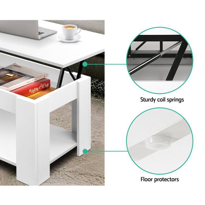 Artiss Coffee Table Lift-top Coffee Table White