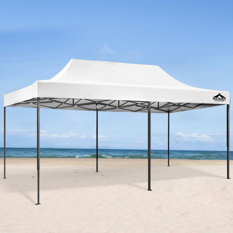 Instahut Gazebo Pop Up 3x6m w/Base Podx4 Marquee Folding Outdoor Wedding Camping Tent Shade Canopy White