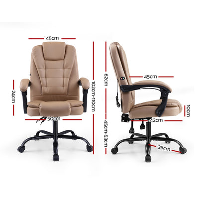 Artiss 2 Point Massage Office Chair PU Leather Espresso