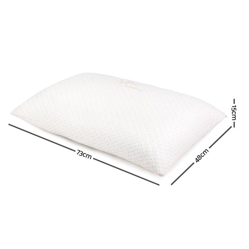 Giselle Bedding Memory Foam Pillow Bamboo Cover Twin Pack