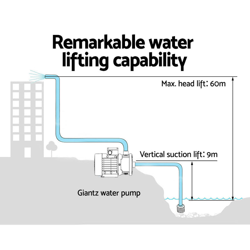 Giantz Garden Water Pump High Pressure 2000W Multi Stage Tank Rain Irrigation Yellow