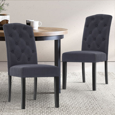 Artiss Dining Chairs Set of 2 Linen Parsons Chair Dark Grey