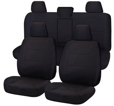 Seat Covers for TOYOTA HILUX 08/2015 - ON DUAL CAB UTILITY FR 40/60 SPLIT BASE WITH A/REST BLACK CHALLENGER