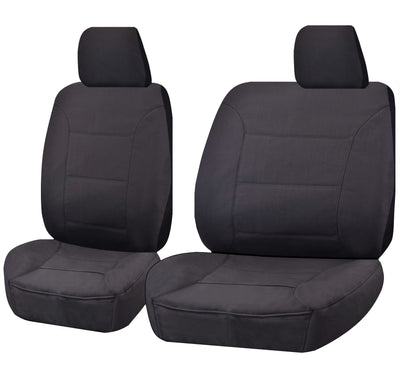 Seat Covers for TOYOTA LANDCRUISER 60.70.80 SERIES HZJ-HDJ-FZJ 1981 - 2010 TROOP CARRIER 4X4 SINGLE CAB CHASSIS FRONT BUCKET + _ BENCH CHARCOAL CHALLENGER