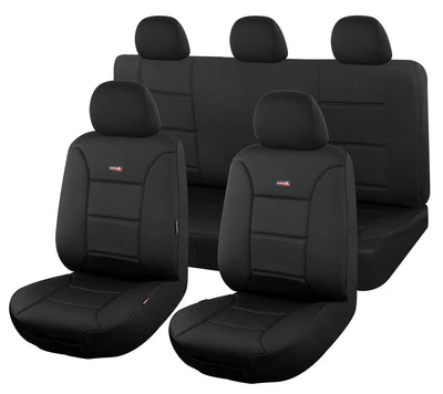 Seat Covers for MITSUBISHI TRITON FR ML-MN SERIES 06/2006 ? 2015 DUAL CAB UTILITY FR BLACK SHARKSKIN