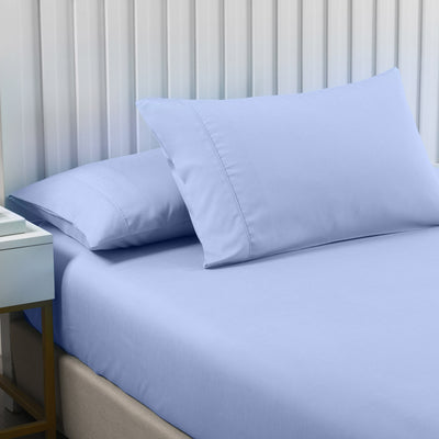 Royal Comfort 2000TC 3 Piece Fitted Sheet and Pillowcase Set Bamboo Cooling - King - Light Blue