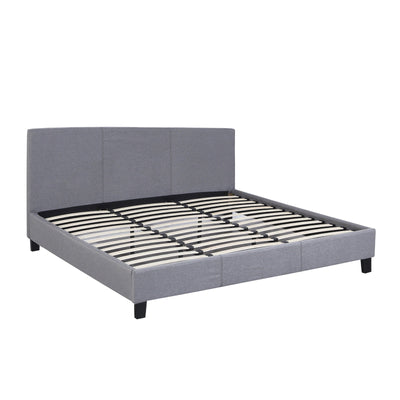 Milano Sienna Luxury Bed Frame Base And Headboard Solid Wood Padded Linen Fabric - Queen - Grey