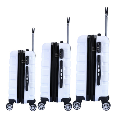 Milano XPander 3pc ABS Luggage Suitcase Luxury Hard Case Shockproof Travel Set - White