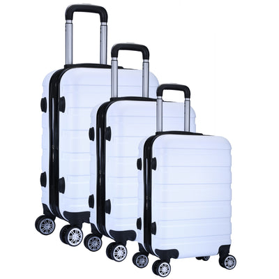 Milano XPander 3pc ABS Luggage Suitcase Luxury Hard Case Shockproof Travel Set - White