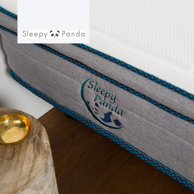 Sleepy Panda Mattress 5 Zone Pocket Spring EuroTop Medium Firm 30cm Thickness - King Single - White  Grey  Blue