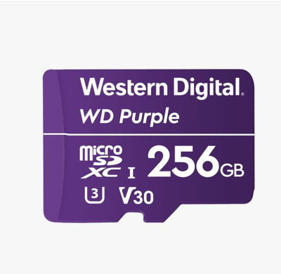WESTERN DIGITAL Digital WD Purple 256GB MicroSDXC Card 24/7 -25ï�C to 85ï�C Weather & Humidity Resistant for Surveillance IP Cameras mDVRs NVR Dash Cams Drones