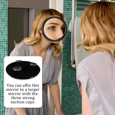 20X Magnifying Hand Mirror with Suction Cups Use for Makeup Application, Tweezing, and Blackhead/Blemish Removal (15 cm Black)