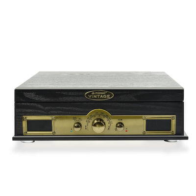 mbeat Vintage Wood Turntable with Bluetooth Speaker, AM/FM Radio