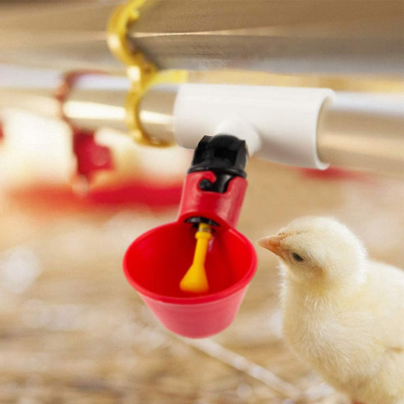 24PCS Automatic Cups Water Feeder Drinker Chicken Waterer Poultry Chook Bird