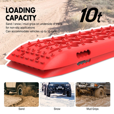 X-BULL KIT1 Recovery track Board Traction Sand trucks strap mounting 4x4 Sand Snow Car RED