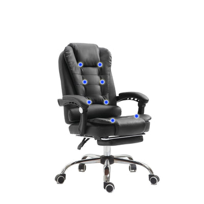 8 Point Massage Chair Executive Office Computer Seat Footrest Recliner Pu Leather Black