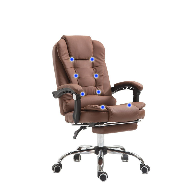 8 Point Massage Chair Executive Office Computer Seat Footrest Recliner Pu Leather Pink
