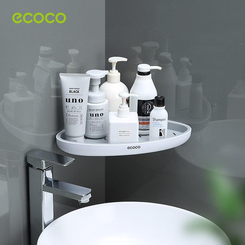 Ecoco Bathroom Corner Shower Shelf Corner Shower Caddy Shower Storage Organizer Wall Mounted for Bathroom, Kitchen, Toilet Tape Only