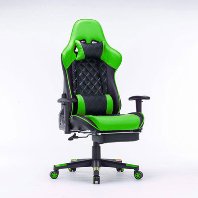 Gaming Chair Ergonomic Racing chair 165ԍ Reclining Gaming Seat 3D Armrest Footrest Black Green