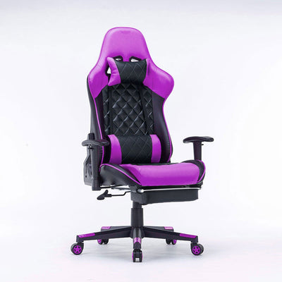 Gaming Chair Ergonomic Racing chair 165ԍ Reclining Gaming Seat 3D Armrest Footrest Black Purple