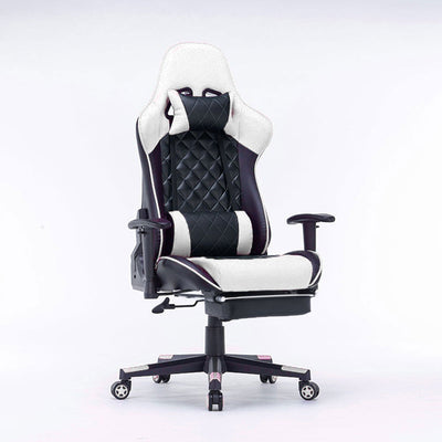 Gaming Chair Ergonomic Racing chair 165ԍ Reclining Gaming Seat 3D Armrest Footrest Black White