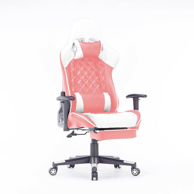 Gaming Chair Ergonomic Racing chair 165ԍ Reclining Gaming Seat 3D Armrest Footrest Pink White