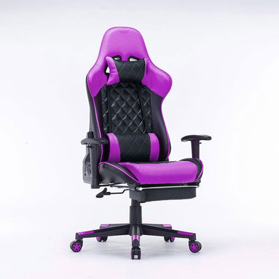 Gaming Chair Ergonomic Racing chair 165ԍ Reclining Gaming Seat 3D Armrest Footrest Purple Black