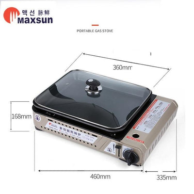 Portable Gas Burner Stove with Inset Non Stick Cooking Pan Cooker Butane Camping 35mm