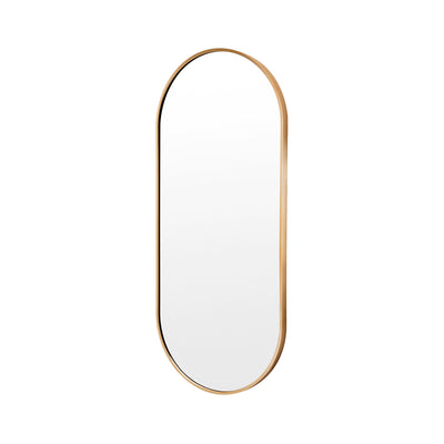 La Bella Gold Wall Mirror Oval Aluminum Frame Makeup Decor Bathroom Vanity 45 x 100cm