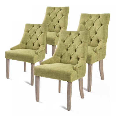 La Bella 4 Set Green French Provincial Dining Chair Amour Oak Leg