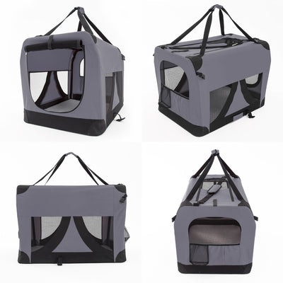 Portable Soft Dog Cage Crate Carrier XL GREY