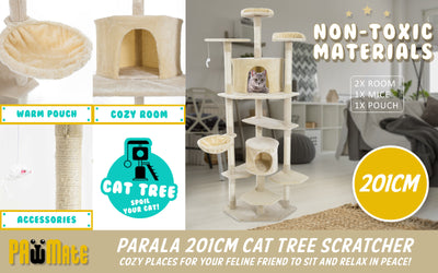 Cat Tree Multi Level Scratcher PARALA 201cm BEIGE