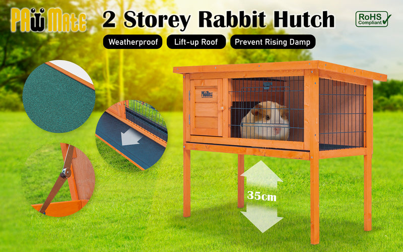 Rabbit Hutch Chicken Coop 91 x 45 x 70cm Free Standing Cage Run Eden