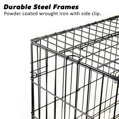Wire Dog Cage Foldable Crate Kennel 30in with Tray + Cushion Mat Combo