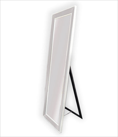 White Beaded Framed Mirror - Free Standing 50cm x 170cm