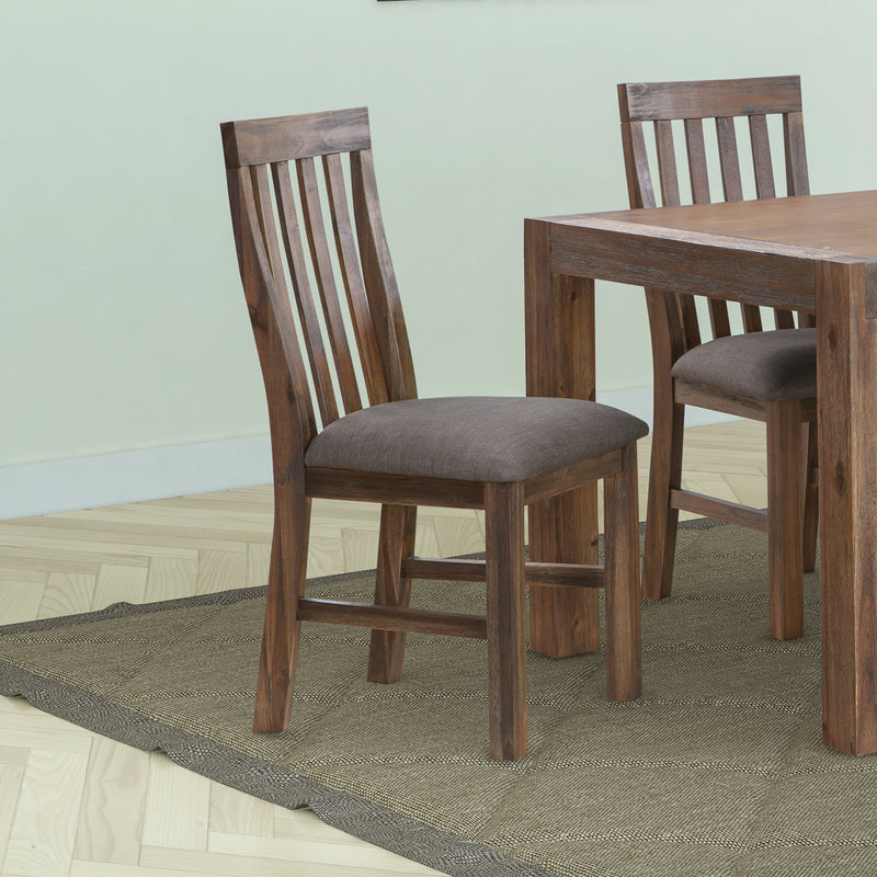 7 Pieces Dining Suite 180cm Medium Size Dining Table & 6X Chairs with Solid Acacia Wooden Base in Chocolate Colour