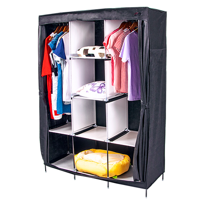 Large Portable Clothes Closet Canvas Wardrobe Storage Organizer with Shelves